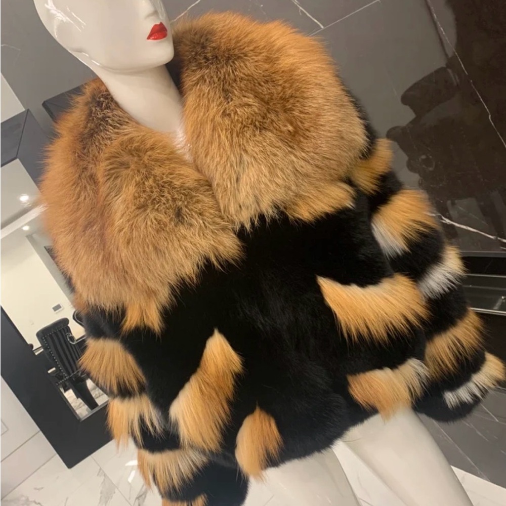 Luxurious Multicolor Fur Jacket